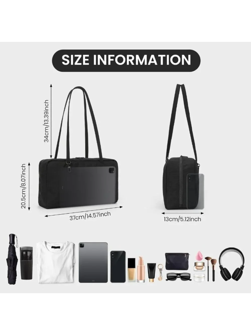 Stylish Slouchy Tote Bag - Large Nylon Hobo Shoulder Bag for Travel & Work